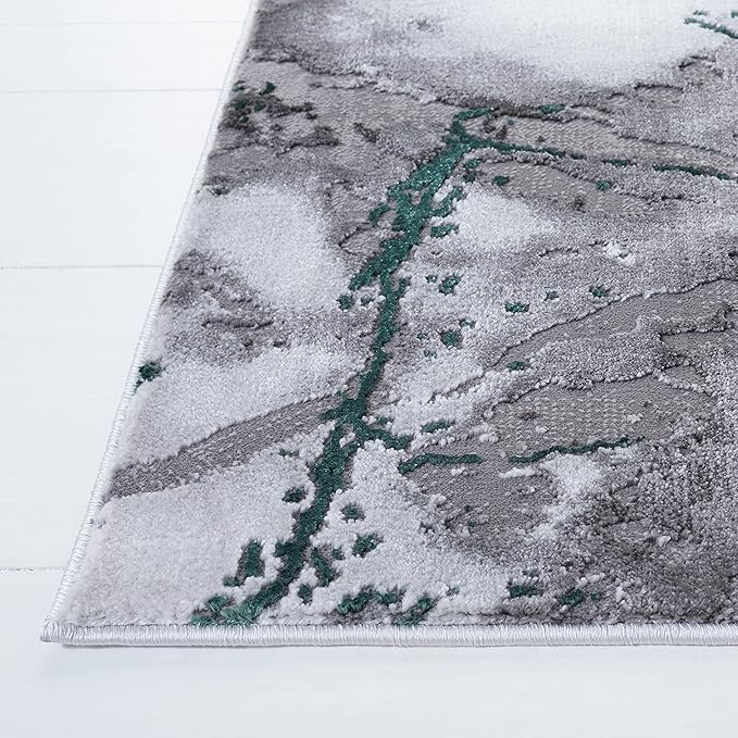SAFAVIEH Craft Collection Accent Rug - 2' x 3', Grey & Green, Contemporary Design, Stain Resistant, Ideal for High Traffic Areas in Hallway, Bathroom & Home Office (CFT877Y-2)