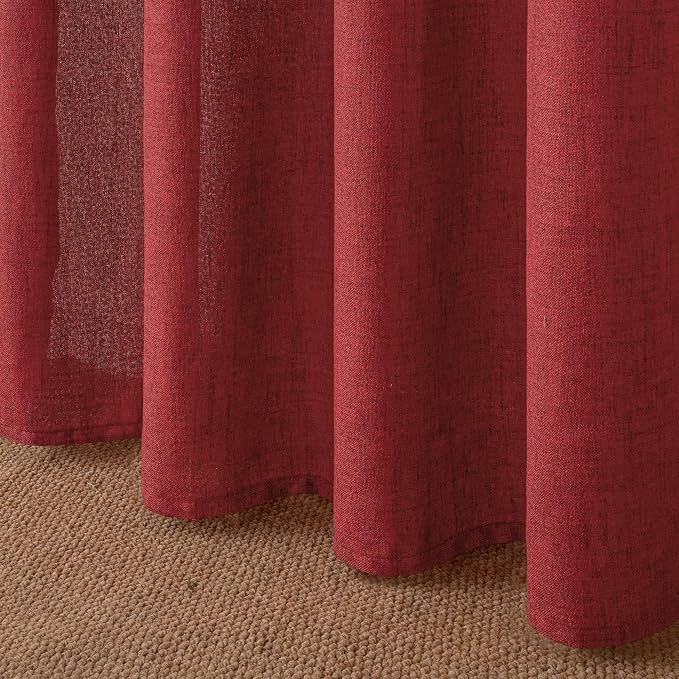 YoungsTex Red Linen Curtains 48 Inch Length - Image 8