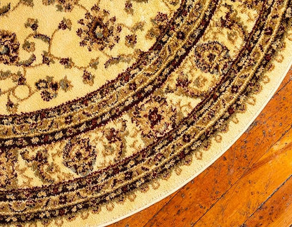 Unique Loom Voyage Collection Traditional Oriental Classic Intricate Design Area Rug (6' 0 x 6' 0 Round, Ivory/Gold)