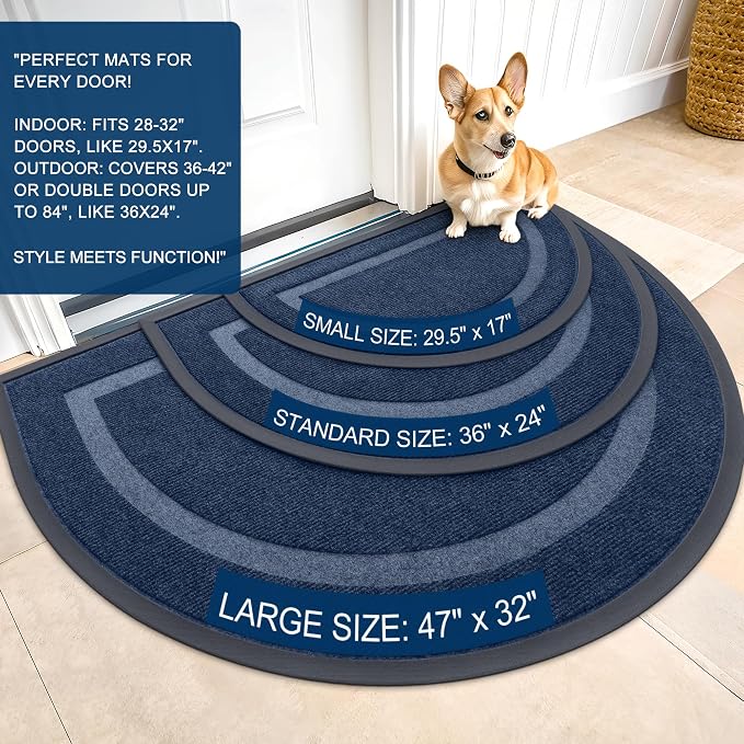 OLANLY Half Circle Door Mat Indoor Outdoor Entrance Welcome, Waterproof - Image 5
