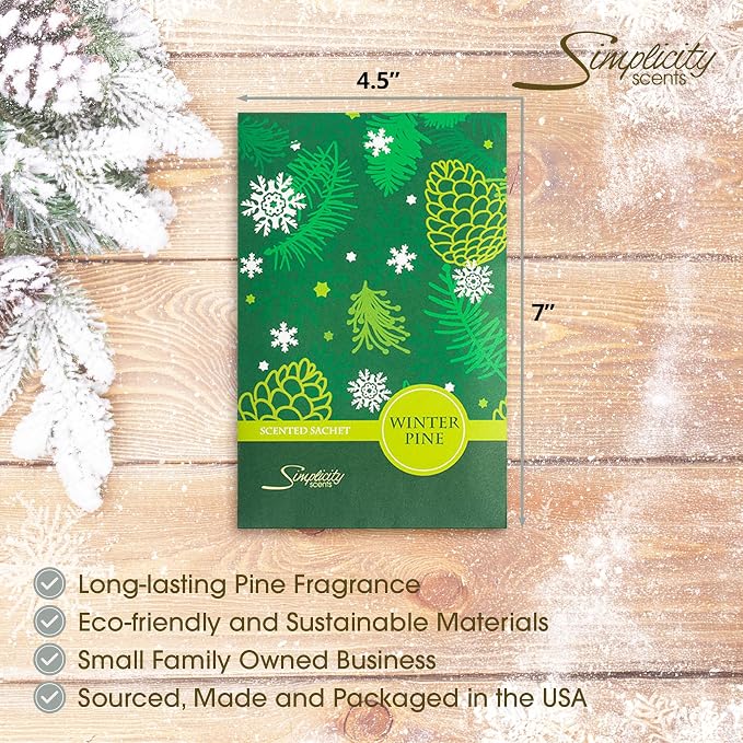 Simplicity Scents Winter Pine Scented Sachets Pack of 6, Fall & Winter - Image 3