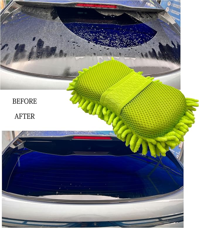 Microfiber Car Wash Sponge-Non-Scratch Wash Mitt-Two Sided Chenille Microfiber - Image 7