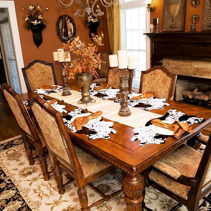 4 Pack Mini Faux Cowhide Rug, Mini Rustic Cowhide Rug Cute Rural Western Animal - Image 2