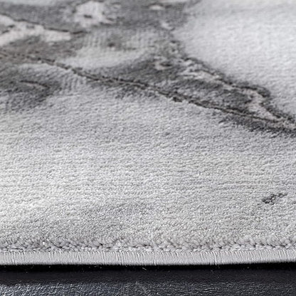 SAFAVIEH Craft Collection Area Rug - 8' Square, Grey & Silver, Modern Abstract Design, Non-Shedding & Easy Care, Ideal for High Traffic Areas in Living Room, Bedroom (CFT877G)