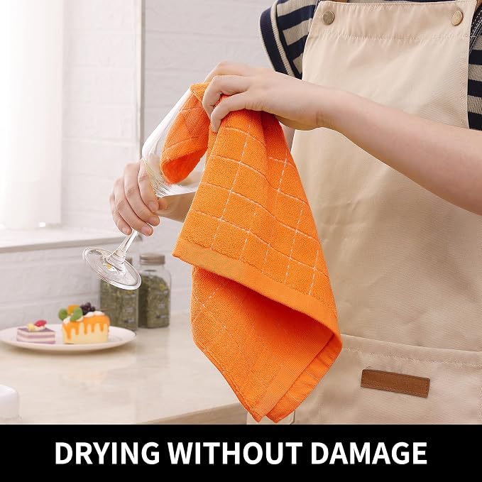 Homaxy 100% Cotton Terry Kitchen Towels, Checkered Designed, Soft and Super - Image 4