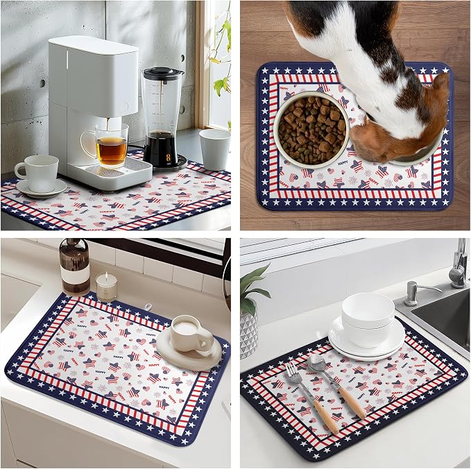 4th of July Dish Drying Mats for Kitchen Counter Patriotic Independence Day - Image 7