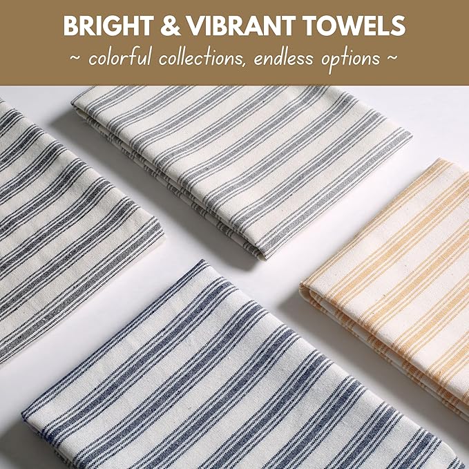 Native Fab 4 Pack Farmhouse Modern Stripe Kitchen Dish Towels Cotton Super - Image 3