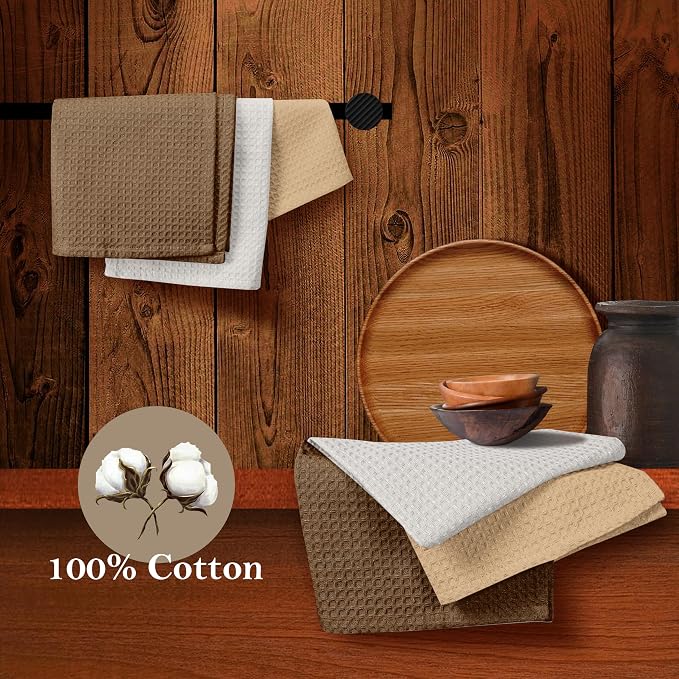 Waffle Dishcloths, 12x12 Inch, Quick Drying, Cotton Hand Towels - Image 5
