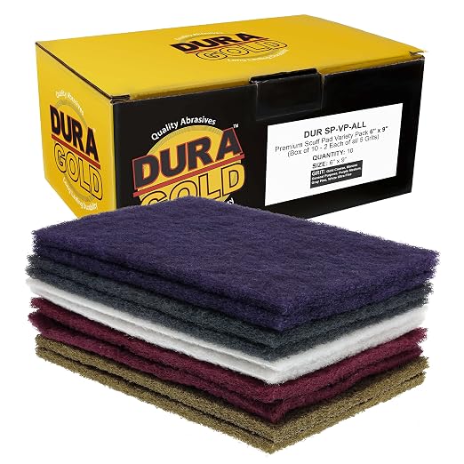 Dura-Gold Premium 6" x 9" 10 Scuff Pad Variety Pack, 2 Each Maroon, Paint by Dura-Gold