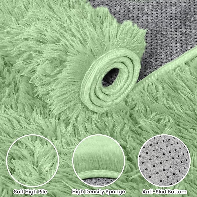 6x9 Area Rugs for Living Room Rug: Soft Fluffy Shag Mint Green Rugs for Bedroom, Non-Slip Large Fuzzy Plush Rug Indoor Floor Carpet for Nursery Kids Boys Girls Room, Dorms, Playroom, Modern Home Decor