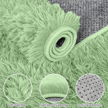 6x9 Area Rugs for Living Room Rug: Soft Fluffy Shag Mint Green Rugs for Bedroom, Non-Slip Large Fuzzy Plush Rug Indoor Floor Carpet for Nursery Kids Boys Girls Room, Dorms, Playroom, Modern Home Decor