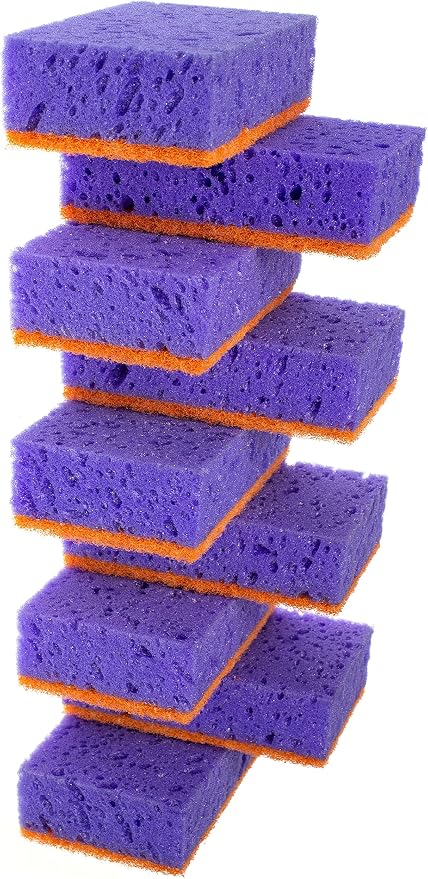 Purple and Orange Multi Use Scrub Sponges. Made in Europe. 9 Pack, 4.3x2.8x1.4 by Okleen