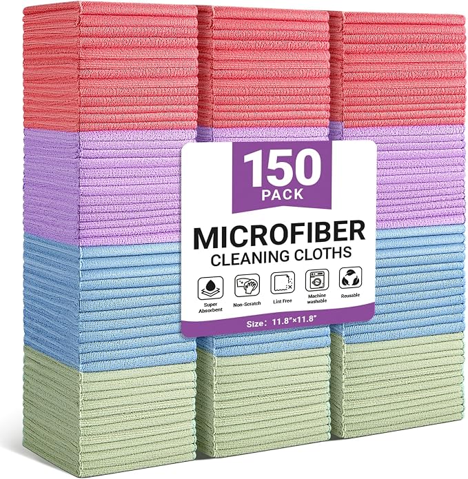 Microfiber Cleaning Cloth, 150 Pack Assorted Color Cleaning Rags by Unknown