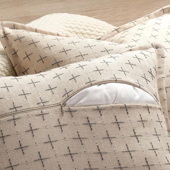 ZWJD Pillow Covers 18x18 Set of 2 Soft Polyester Textured Pillow Covers - Image 3