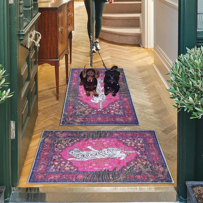 2x3 FT Leopard Rug for Living Room Hot Pink Leopard Vintage Animal Rug - Image 6
