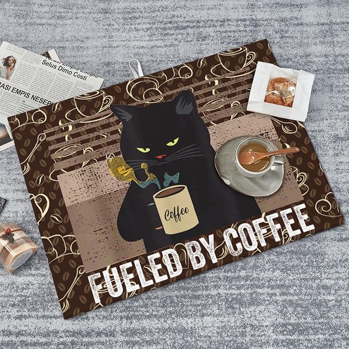 Vintage Cat Dish Drying Mat for Kitchen Counter Absorbent Reversible Retro - Image 6
