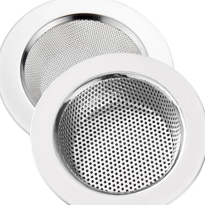 LASSHSWA 2 Pcs Kitchen Sink Strainer Stainless Steel, Mesh and Punching by LASSHSWA
