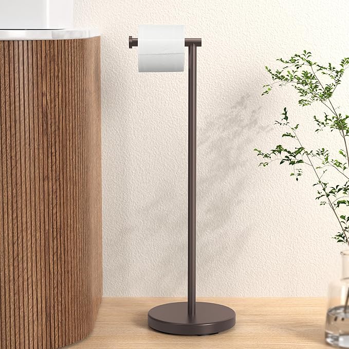 KES Bronze Toilet Paper Holder Stand 26" H, Toilet Roll Holder Free Standing by KES