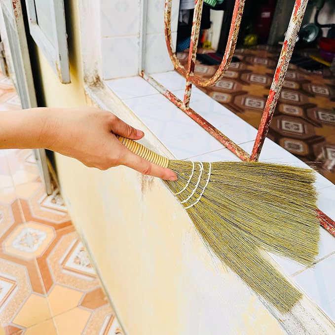 Set of 2 Brooms for Kid 12.6 inch- Vietnamese Natural Straw Soft Broom - Image 7