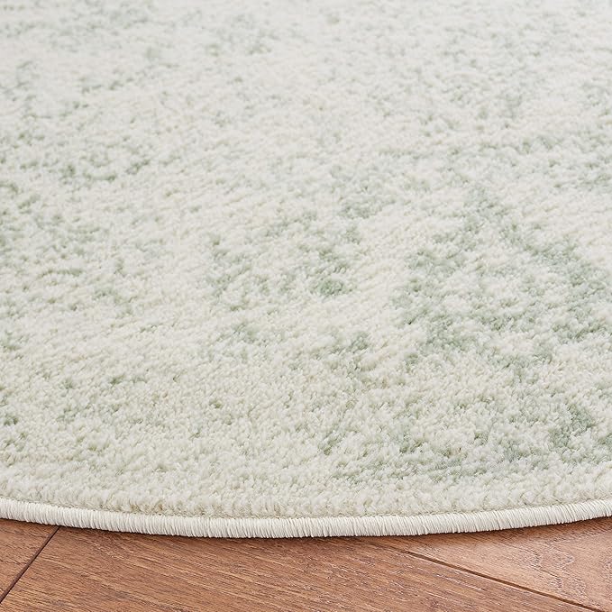 SAFAVIEH Adirondack Collection Area Rug - 4' Round, Ivory & Sage, Distressed Vintage Floral Design, Non-Shedding & Easy to Clean, Ideal for Living Room, Bedroom, Dining Space (ADR109V)