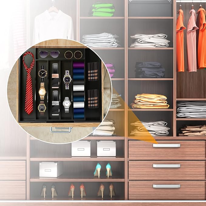 Bellsal Black Silverware Organizer Kitchen Drawer Organizer Expandable Bamboo - Image 5