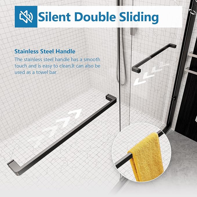 56"-60" W x 70" H Semi-Frameless Double Sliding Bypass Shower Door, 1/4" SGCC - Image 2