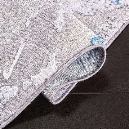 SAFAVIEH Amelia Collection Area Rug - 3' Square, Grey & Blue, Modern Abstract Design, Non-Shedding & Easy Care, Ideal for High Traffic Areas in Living Room, Bedroom (ALA293F)