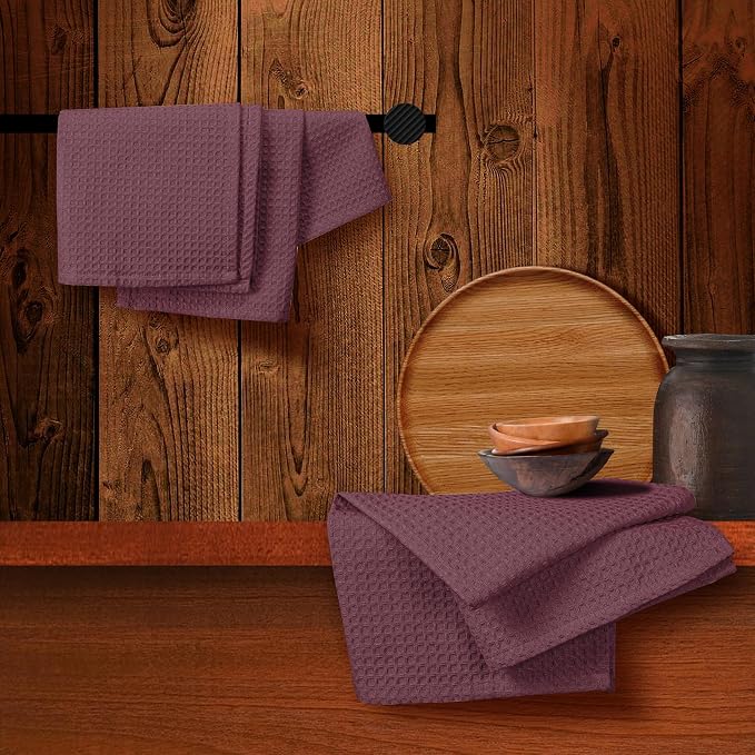 Burgundy Wine Waffle Kitchen Towels, 16x26 Inches, and Durable, 100% Cotton - Image 5