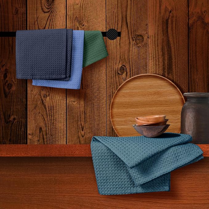 Multicolor Waffle Kitchen Towels, Fast Drying, 100% Cotton, Drying Dishes - Image 5