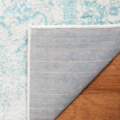 SAFAVIEH Adirondack Collection Runner Rug - 2'6" x 8', Ivory & Light Blue, Distressed Vintage Floral Design, Non-Shedding & Easy to Clean, Ideal for Hallway, Foyer, Entryway, Bedroom (ADR109L)