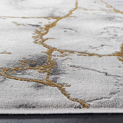 SAFAVIEH Craft Collection Runner Rug - 2'3" x 20', Grey & Gold, Modern Abstract Design, Non-Shedding & Easy Care, Ideal for High Traffic Areas in Living Room, Bedroom (CFT877F)