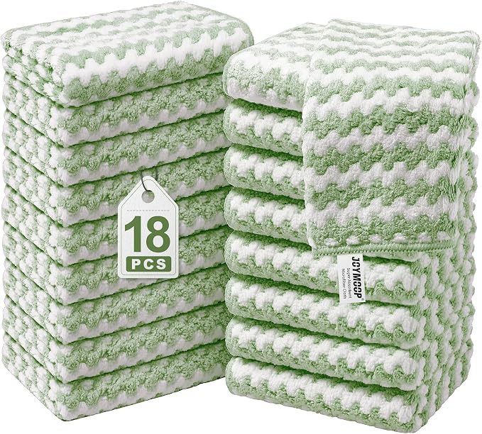 JOYMOOP Microfiber Cleaning Cloths – 18 Pack, Super Absorbent Towels by JOYMOOP