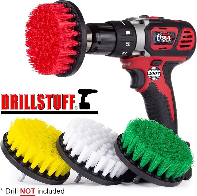 Drill Brush Attachment Power Scrubber Brush Set - 4in 4 Piece Soft - Image 4
