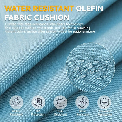 Patio Cushions for Outdoor Furniture - 22" x 25" x 4" UV Resistant Thick Foam Cushions Water Resistant Replacement Cushion for Outdoor Patio Furniture Chair/Sofa/Couch | Light Blue | 6-Pack |