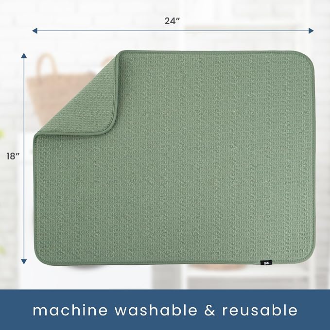 S&T INC. Dish Drying Mat XL, 18” x 24”, Absorbent Microfiber Kitchen Counter Mat - Image 6