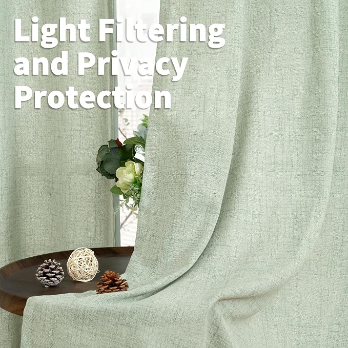 YoungsTex Sage Green Linen Curtains 78 Inches Long - Image 3
