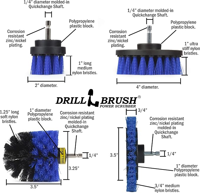 Drillbrush Blue – Boat Cleaning Drill Brush Attachment Set – Aluminum - Image 4