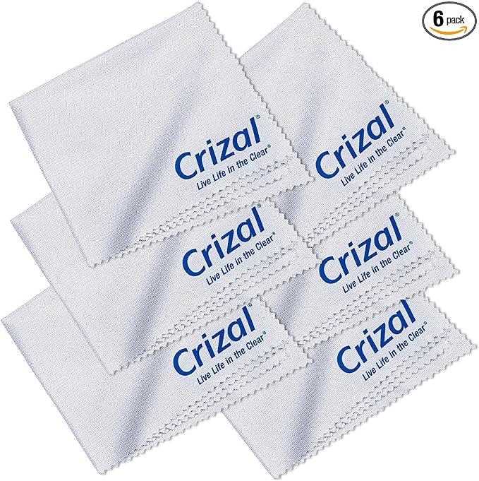 Eyeglass Cleaning Cloths – 6 Pack Premium Microfiber – Designed & Tested by Crizal