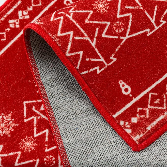 Christmas Area Rug 5x7 Red Washable Kitchen Carpet Xmas Snowflake Holiday Decor - Image 8