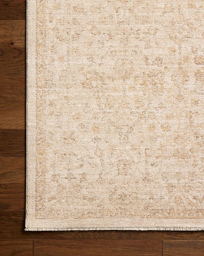 Loloi Chris Loves Julia Palma Collection PLM-01 Ivory/Sand 2'-7" x 10'-0" Fringe Runner Rug Vintage Style Boho Living Room Bedroom Carpet