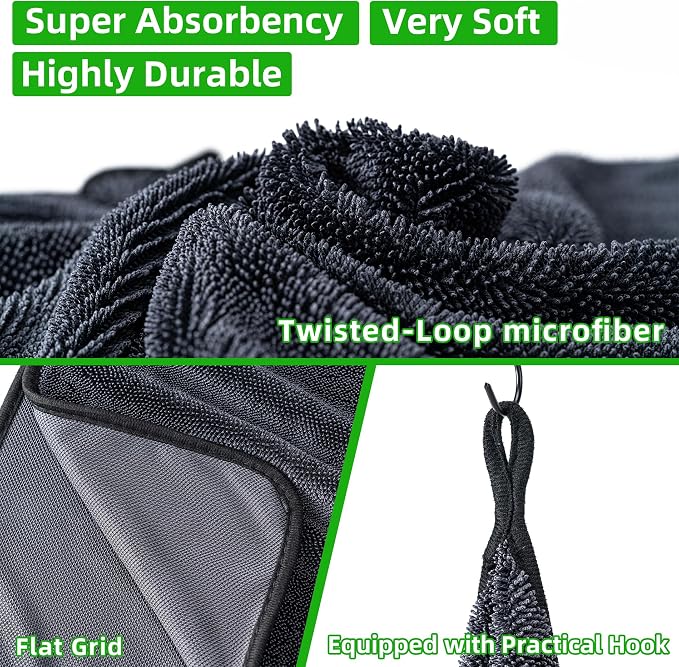 CADONO Large Microfiber Car Drying Towel, Ultra Absorbent Microfiber Cleaning - Image 2