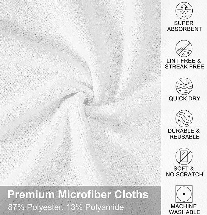 UPSTAR Microfiber Cleaning Cloth, Reusable Paper Towels Rolls, 50 Packs 12x12 - Image 2
