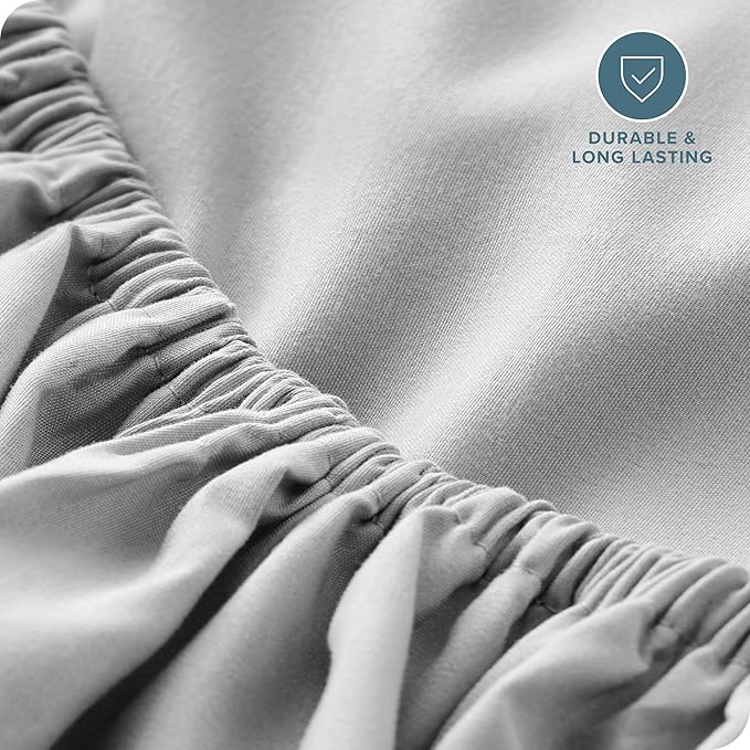 Bare Home Fitted Bottom Sheet California King Size - Premium 1800 Microfiber - Ultra-Soft Hotel Luxury - Deep Pocket - Durable and Long Lasting - Cal Fitted Sheet (California King, Cloud Grey)