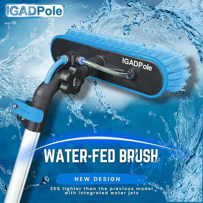 23ft IGADPole Washing Kit: Water-fed Brush, Cobweb Duster and 10” Squeegee and - Image 2