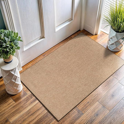 Washable Easy Jute Rug 2x3, Indoor Outdoor Doormat Natural Color Farmhouse Area Rugs for Living Room, Kitchen Rug High Traffic Area, Easy Clean Solid Boho Woven Design Outside Carpet (2 X 3 Natural)