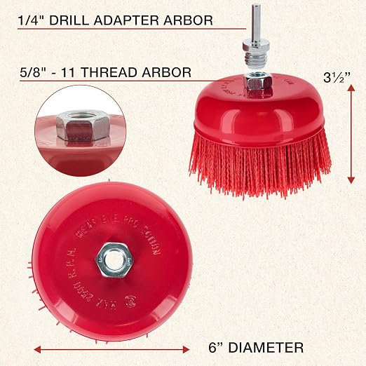 Dura-Gold 6" Abrasive Filament Nylon Bristle Cup Brush - Image 3