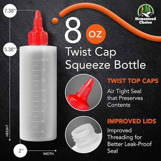 6-pack Plastic Squeeze Bottles for Sauces - 8oz Condiment Squeeze Bottles for - Image 2