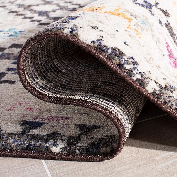 SAFAVIEH Area Rug 8x10 - Madison Collection - Large - Black & Yellow, Boho Diamond Distressed Design, Non-Shedding & Easy Cleaning, Ideal for Living Room, Bedroom, Office, Dining Space (MAD418Z)