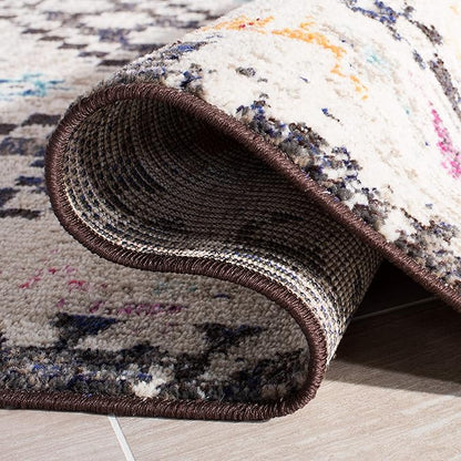 SAFAVIEH Area Rug 8x10 - Madison Collection - Large - Black & Yellow, Boho Diamond Distressed Design, Non-Shedding & Easy Cleaning, Ideal for Living Room, Bedroom, Office, Dining Space (MAD418Z)