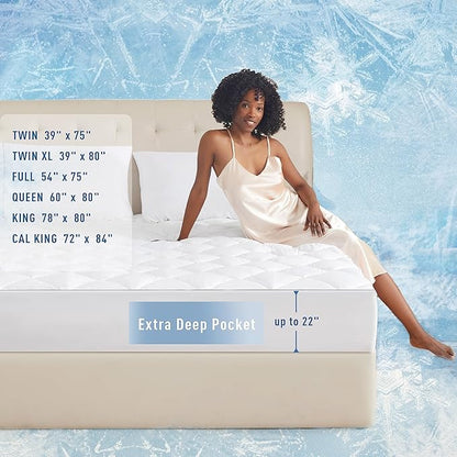 Sunflower Cooling Quilted King Mattress Protector, Extra Deep Pocket Thin Version, Machine Washable Durable